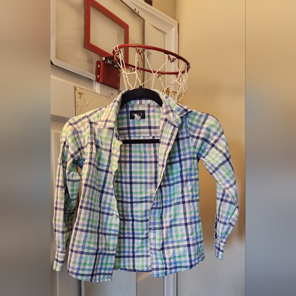 The Children's Place Multicolor "Cool" Colored Plaid Shirt, Boys Size 5/6